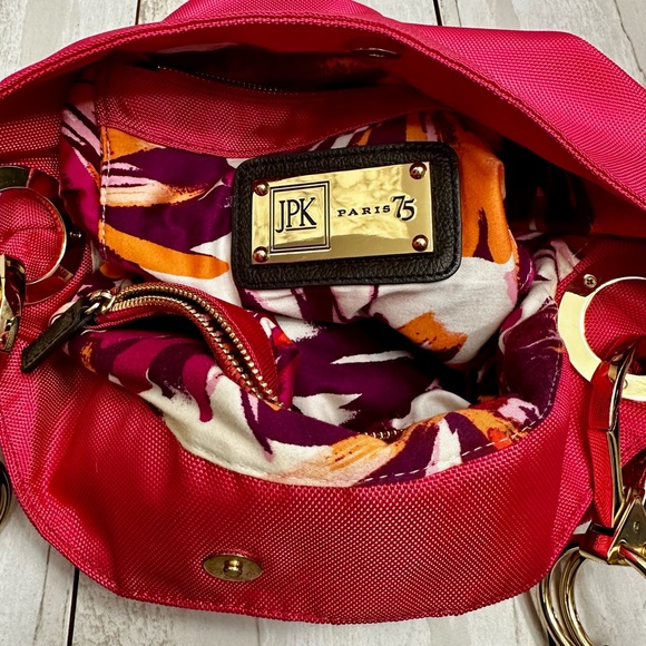 Bold Pink Large Durable Nylon Hobo Tote Bag Single Strap Everyday Multi Pockets - Picture 2 of 14